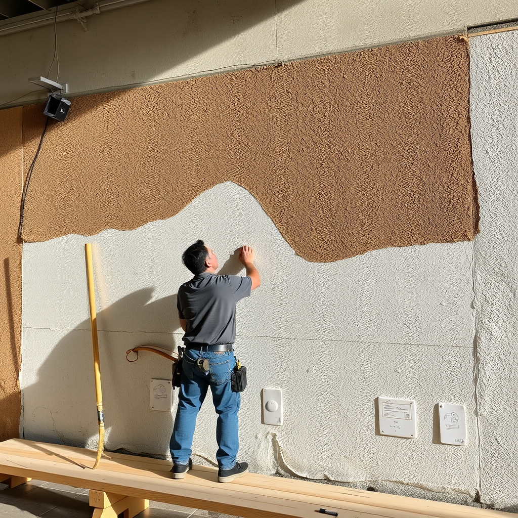 Mur de clôture en cours de pose (illustration)